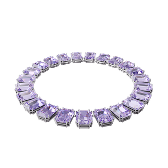Millenia necklace, Octagon cut crystals, Purple, Rhodium plated swarovski millenia necklace  octagon cut crystals  purple  rhodium plated